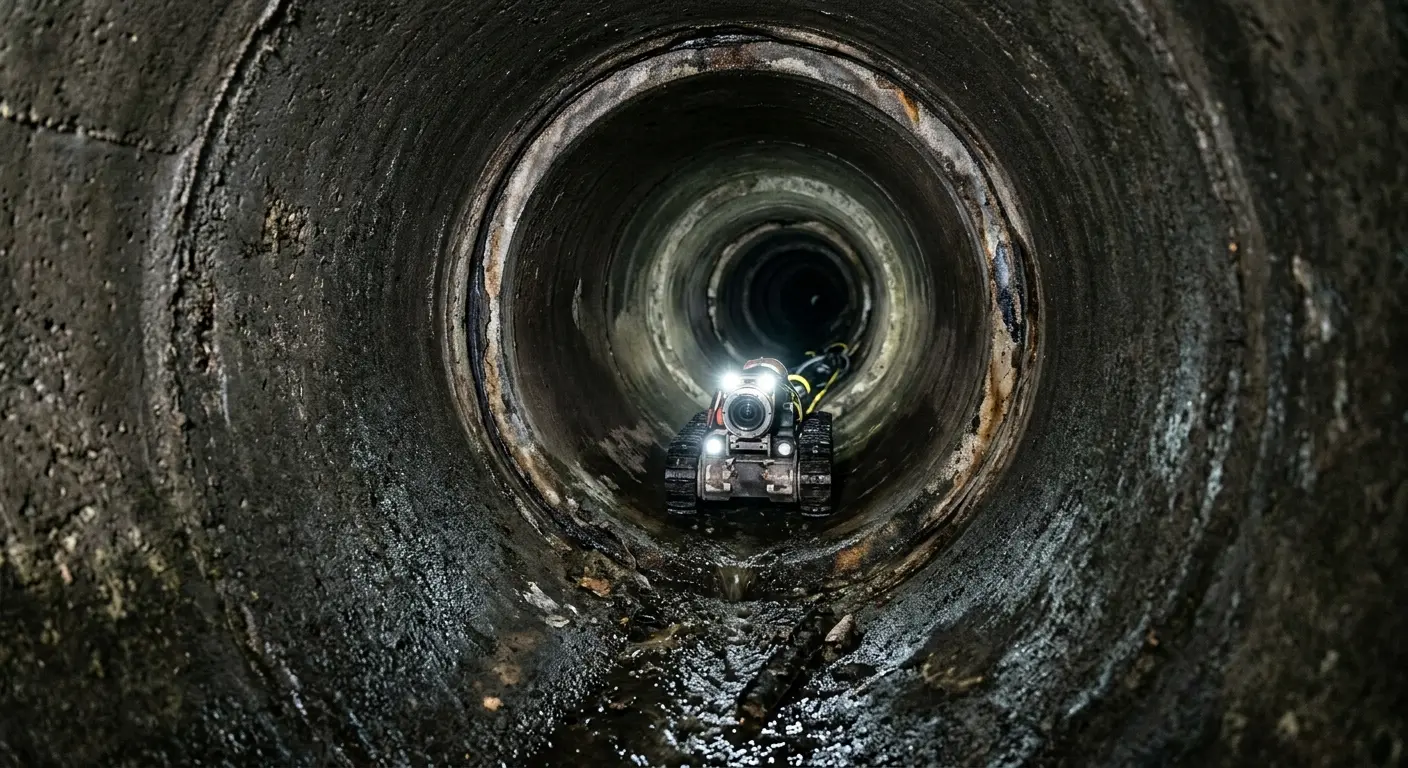 Robotic sewer camera inspecting pipe interior for Sewer Line Repair in Galloway